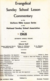 Image of Evangelical sunday school lesson commentary : national sunday school association for 1968